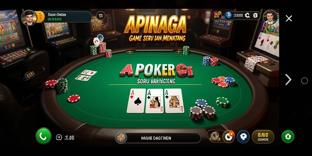 Screenshot gameplay APINAGA yang menampilkan keseruan poker.