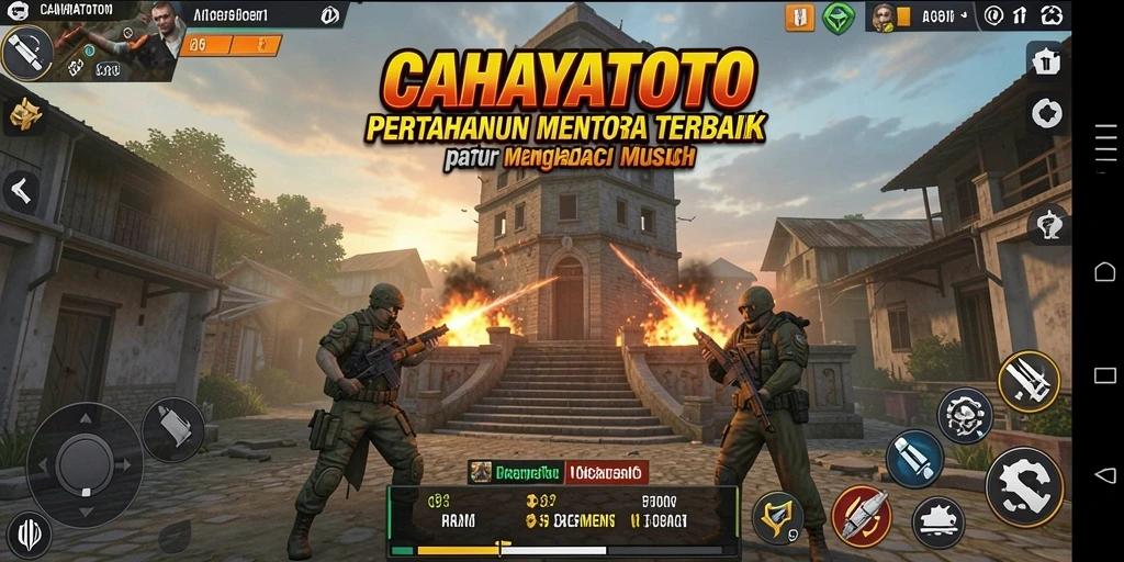 Tampilan gameplay CAHAYATOTO dengan menara dan musuh yang menantang.