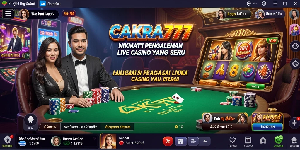 Screenshot utama CAKRA777 menampilkan gameplay Live Casino yang mengasyikkan.