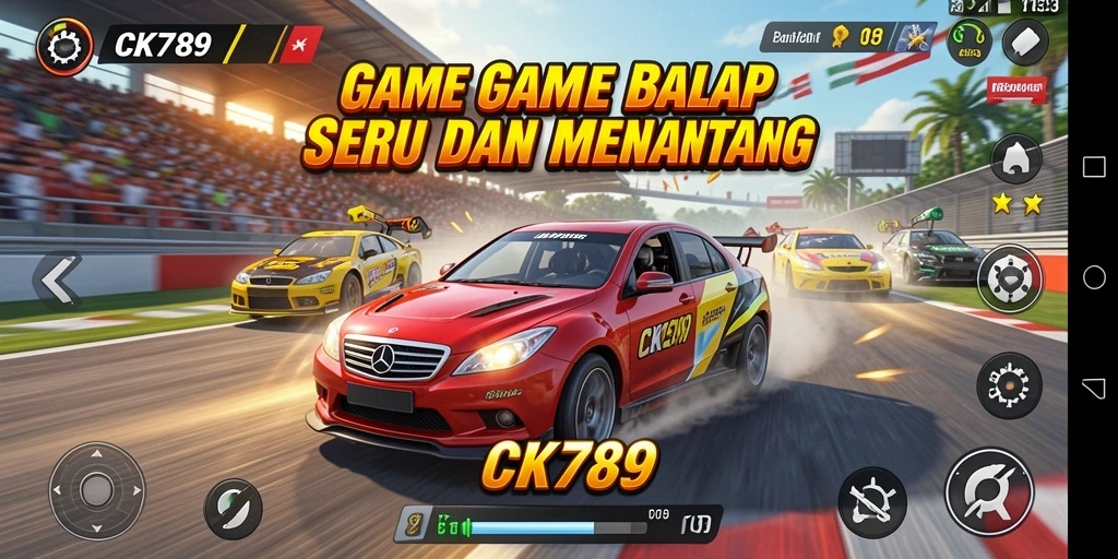 Screenshot utama CK789 menampilkan aksi balap yang mendebarkan.