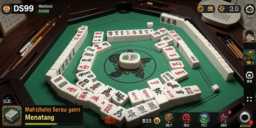 Screenshot gameplay DS99 menampilkan strategi mencocokkan ubin Mahjong.