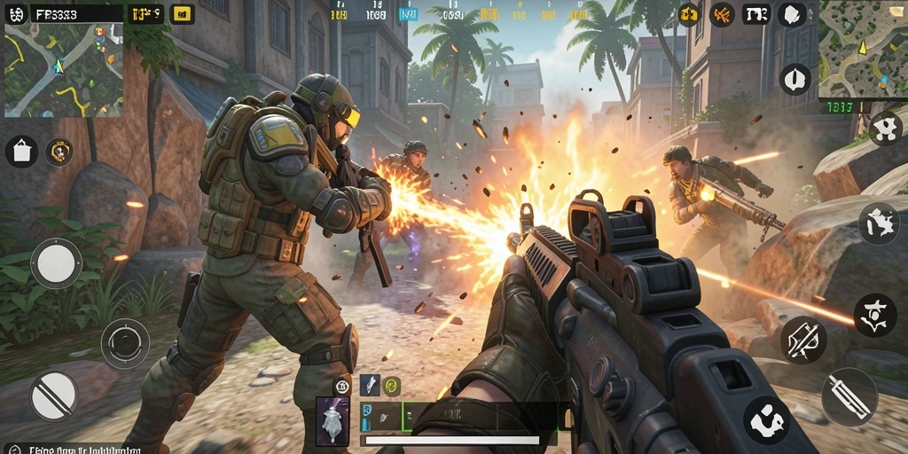 Tampilan mendebarkan dari pertempuran dalam game TPS FB333.