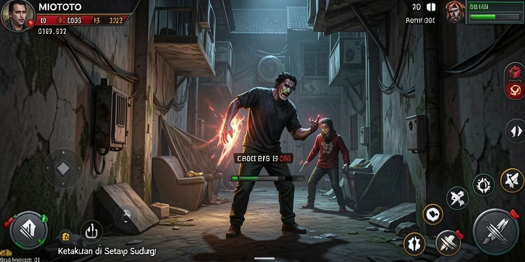 Tampilan gameplay MIOTOTO dengan suasana Horror yang mencekam.