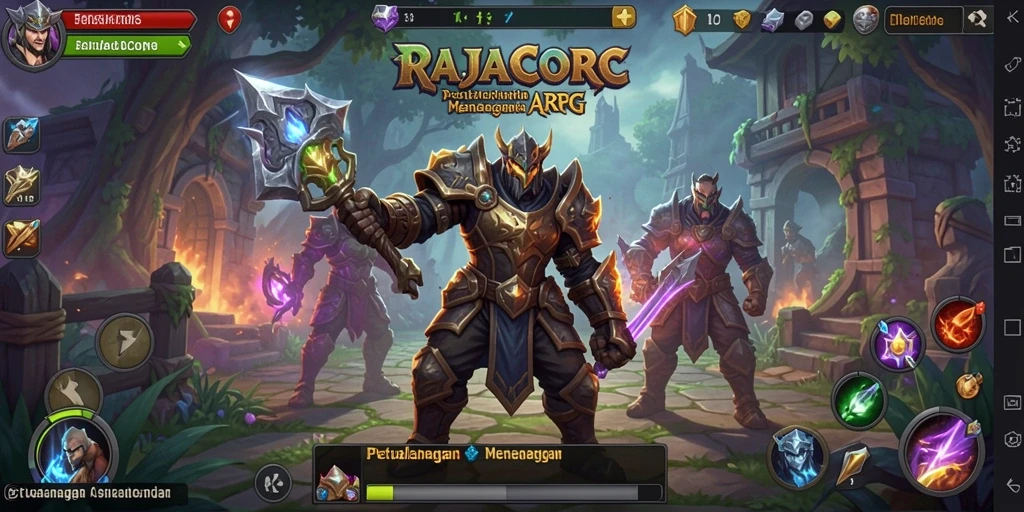 Tampilan aksi seru di dalam game ARPG RAJACORC.