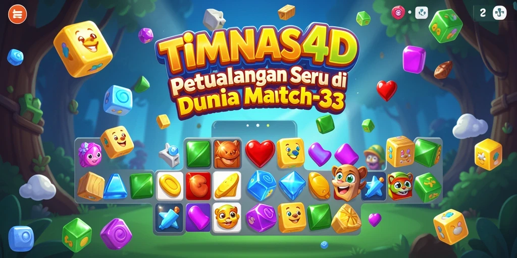 Tangkapan layar game <strong>TIMNAS4D</strong> menunjukkan aksi gameplay Match-3 yang dinamis.