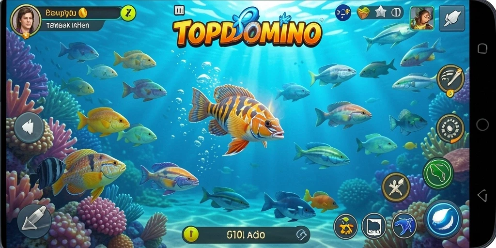 Tampilan gameplay seru dari TOPDOMINO saat menembak ikan.