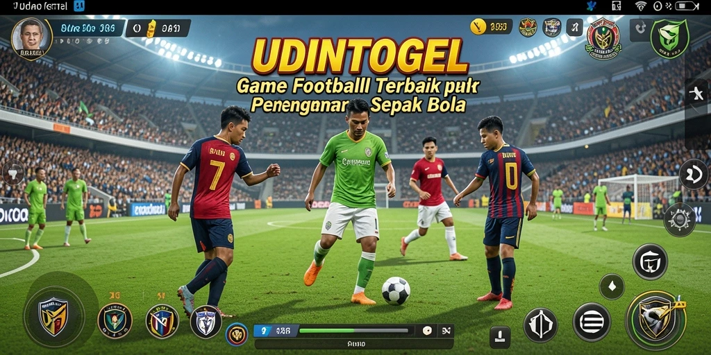 Screenshot UDINTOGEL menampilkan aksi seru di lapangan sepak bola.